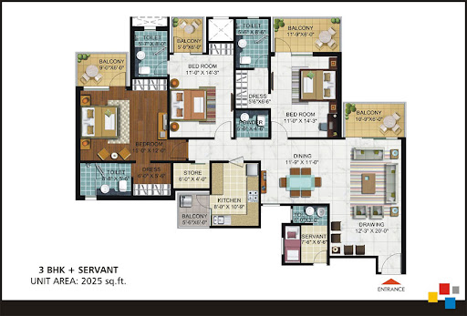 krisumi-phase-3-3bhk+Servent-floor-plan